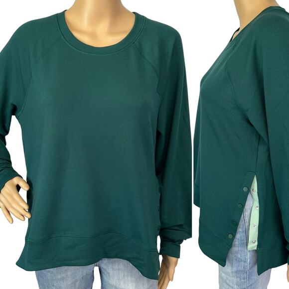 2/$30 Sincerely Jules Side Snap Sweatshirt Teal Pullover Long Sleeve Size L - Picture 2 of 13